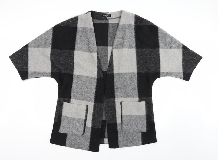 Classic Womens Grey Check Knit Cardigan Jumper Size 14