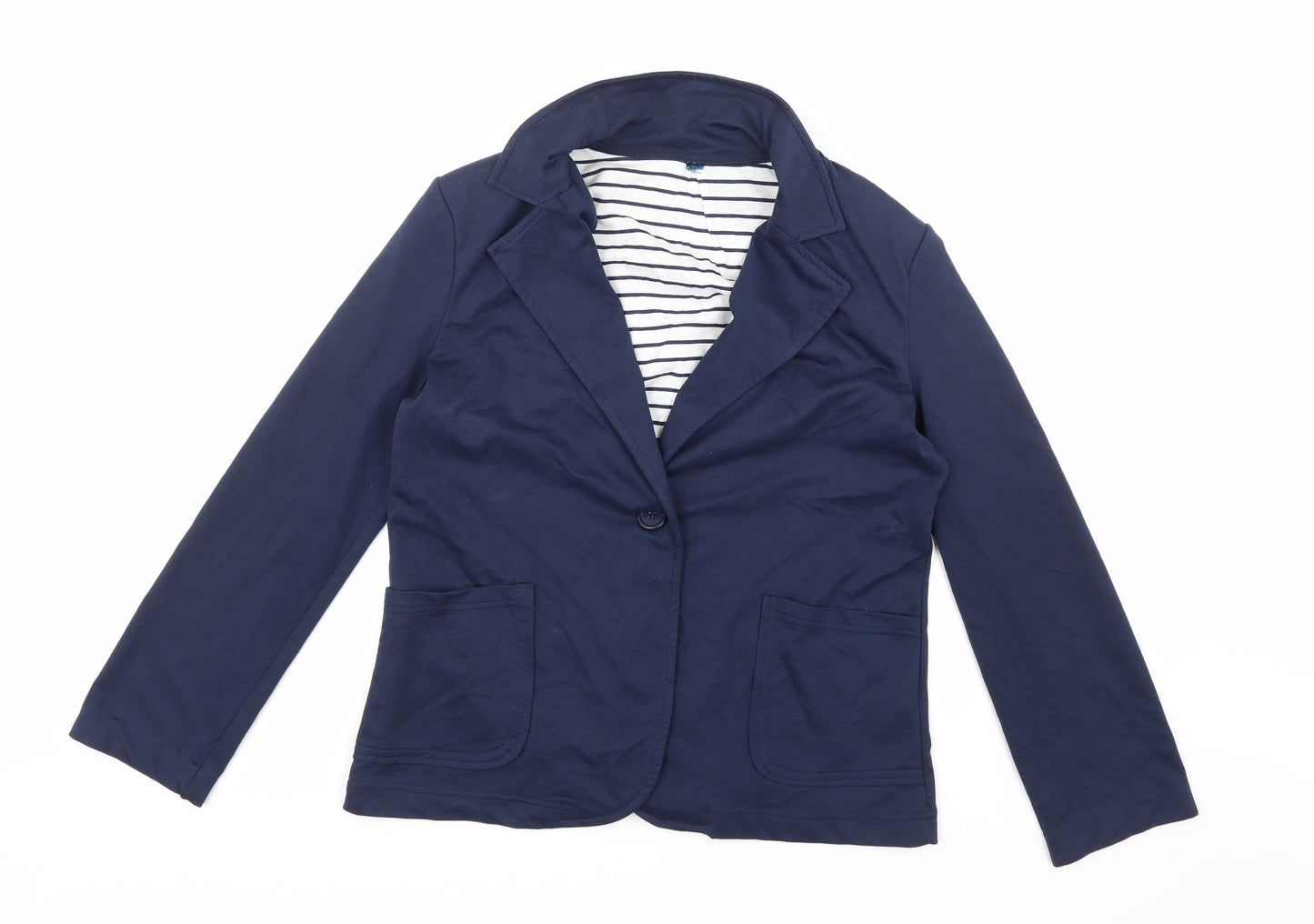 TU Womens Blue Striped  Jacket Blazer Size 10