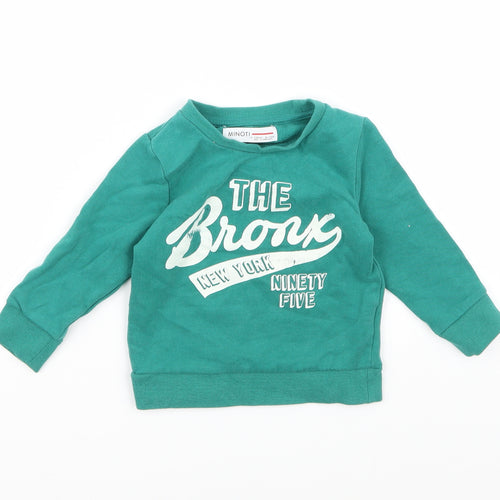 Minoti Baby Green  Jersey Pullover Jumper Size 18-24 Months