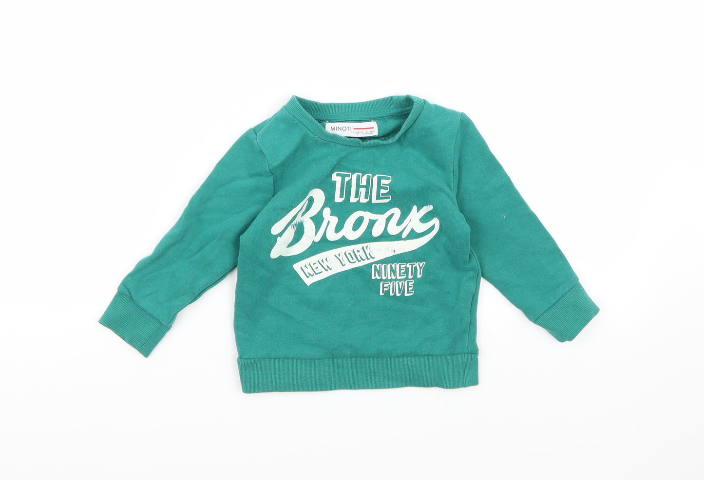 Minoti Baby Green  Jersey Pullover Jumper Size 18-24 Months