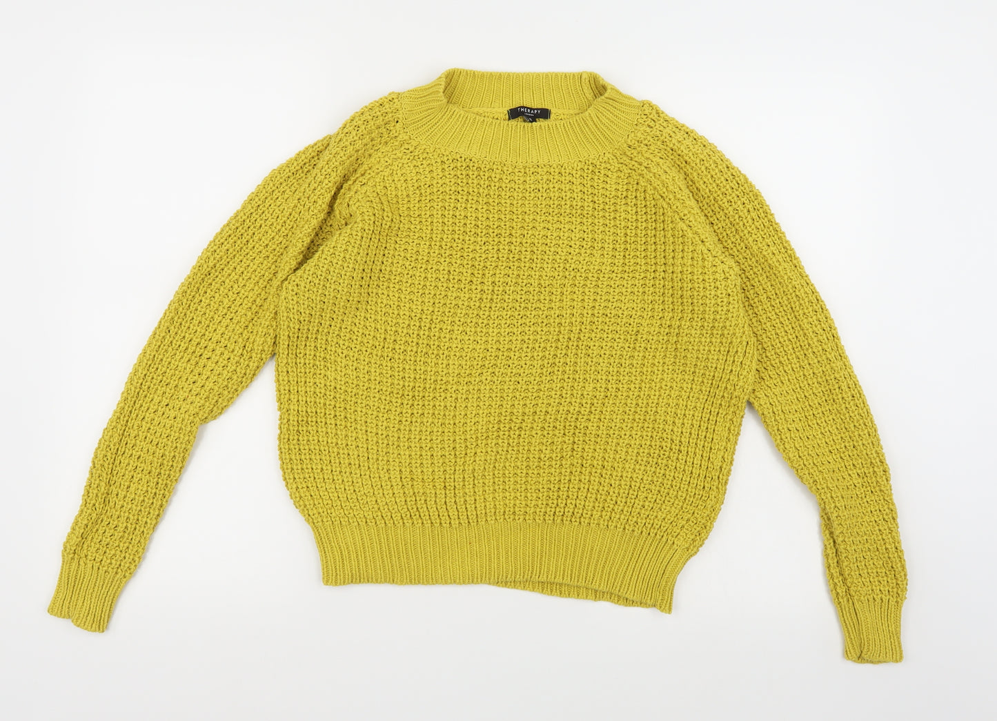 Therapy Womens Yellow  Knit Pullover Jumper Size S