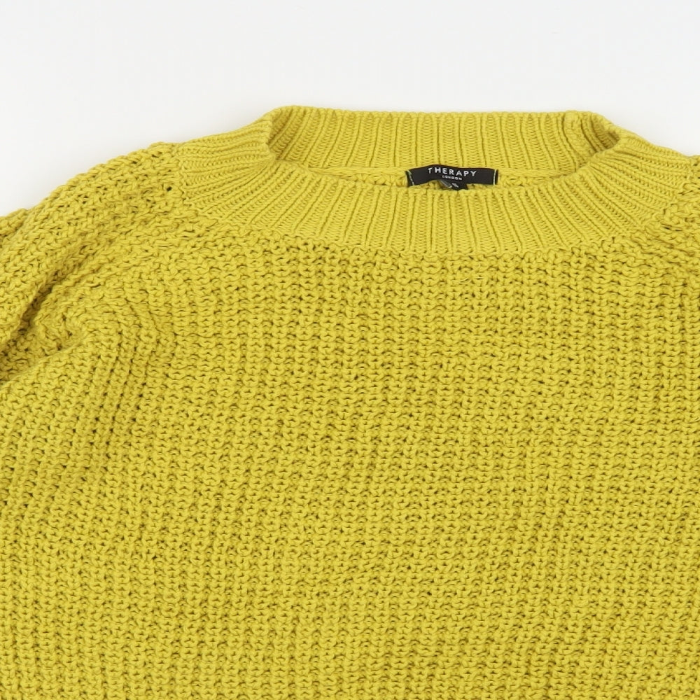 Therapy Womens Yellow  Knit Pullover Jumper Size S