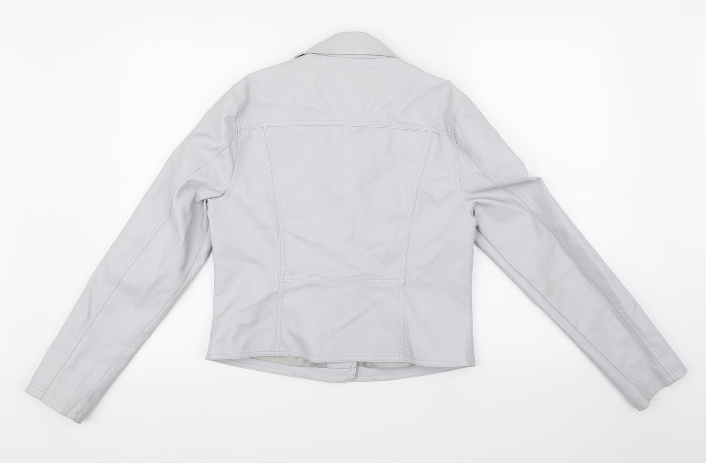 New Look Womens Silver   Motorcycle Jacket Jacket Size 12