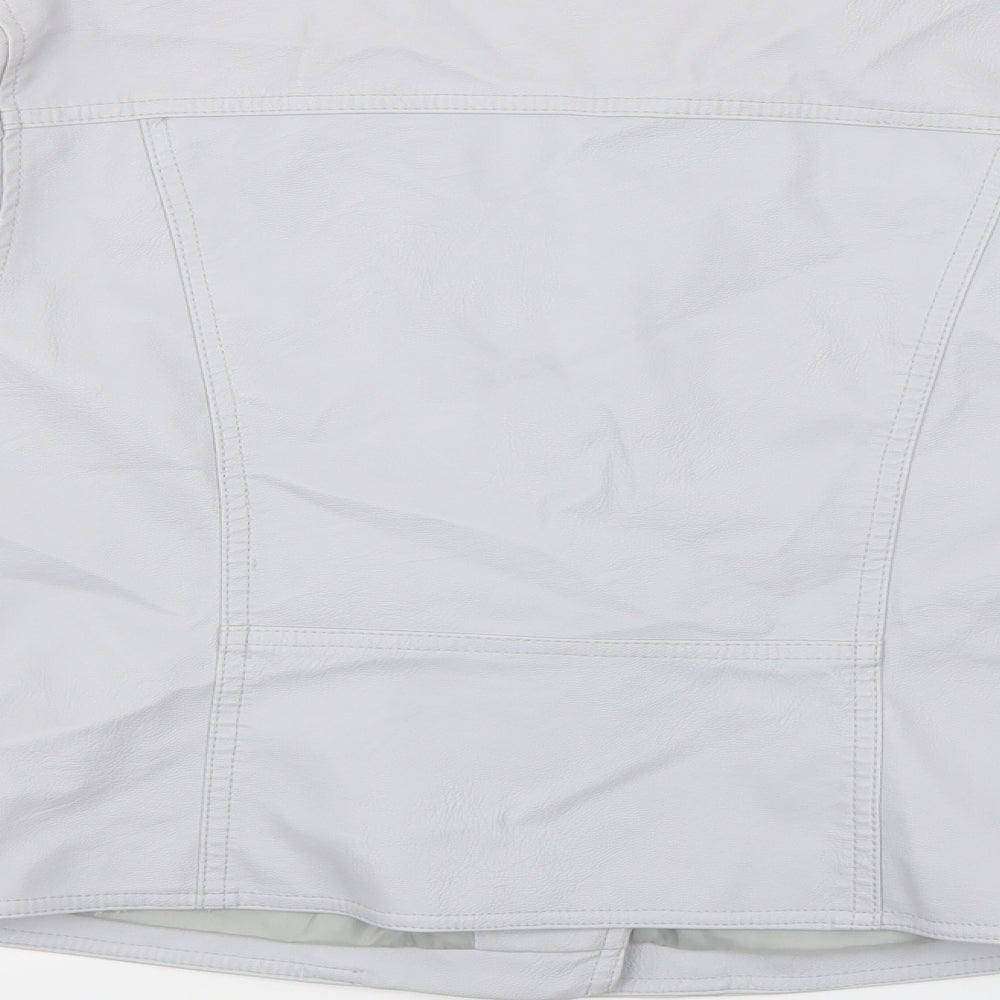 New Look Womens Silver   Motorcycle Jacket Jacket Size 12