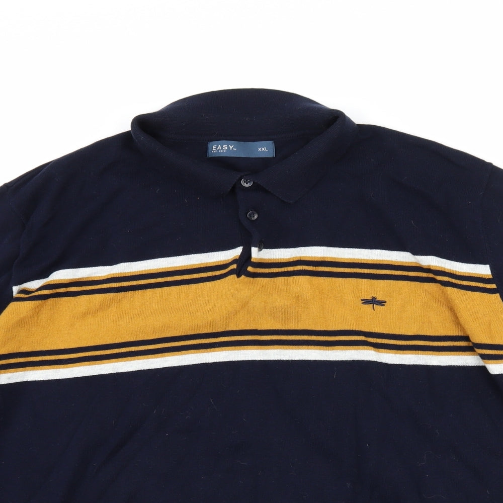 Matalan Mens Blue Striped   Polo Size 2XL