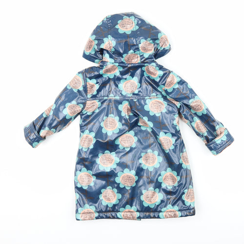 Marks and Spencer Girls Blue Floral  Rain Coat Coat Size 18-24 Months