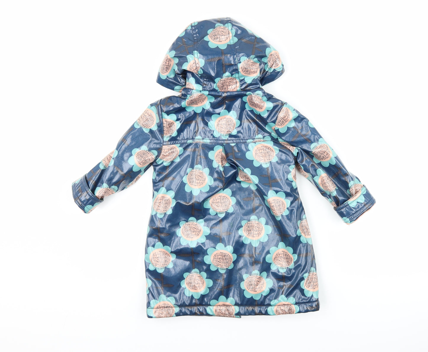 Marks and Spencer Girls Blue Floral  Rain Coat Coat Size 18-24 Months