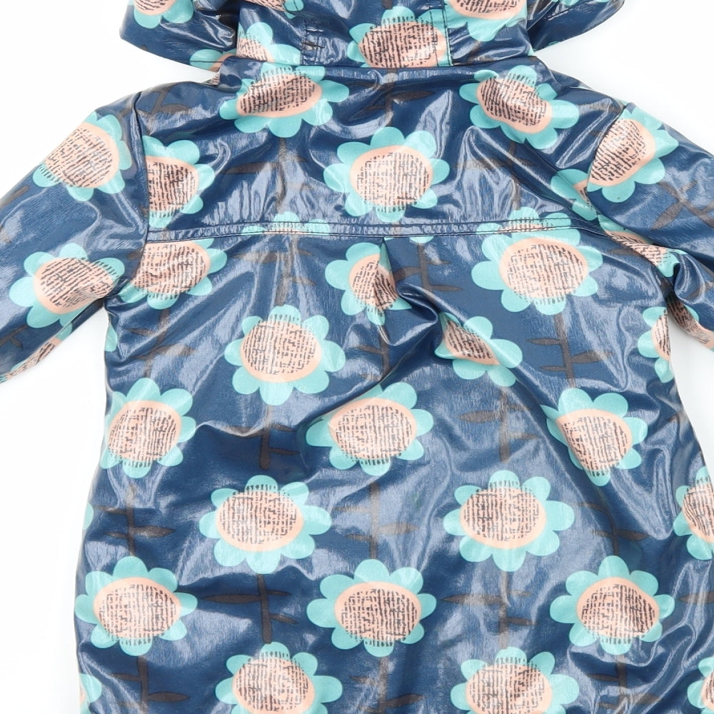 Marks and Spencer Girls Blue Floral  Rain Coat Coat Size 18-24 Months