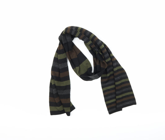 Front view of Preworn men’s brown striped scarf one size