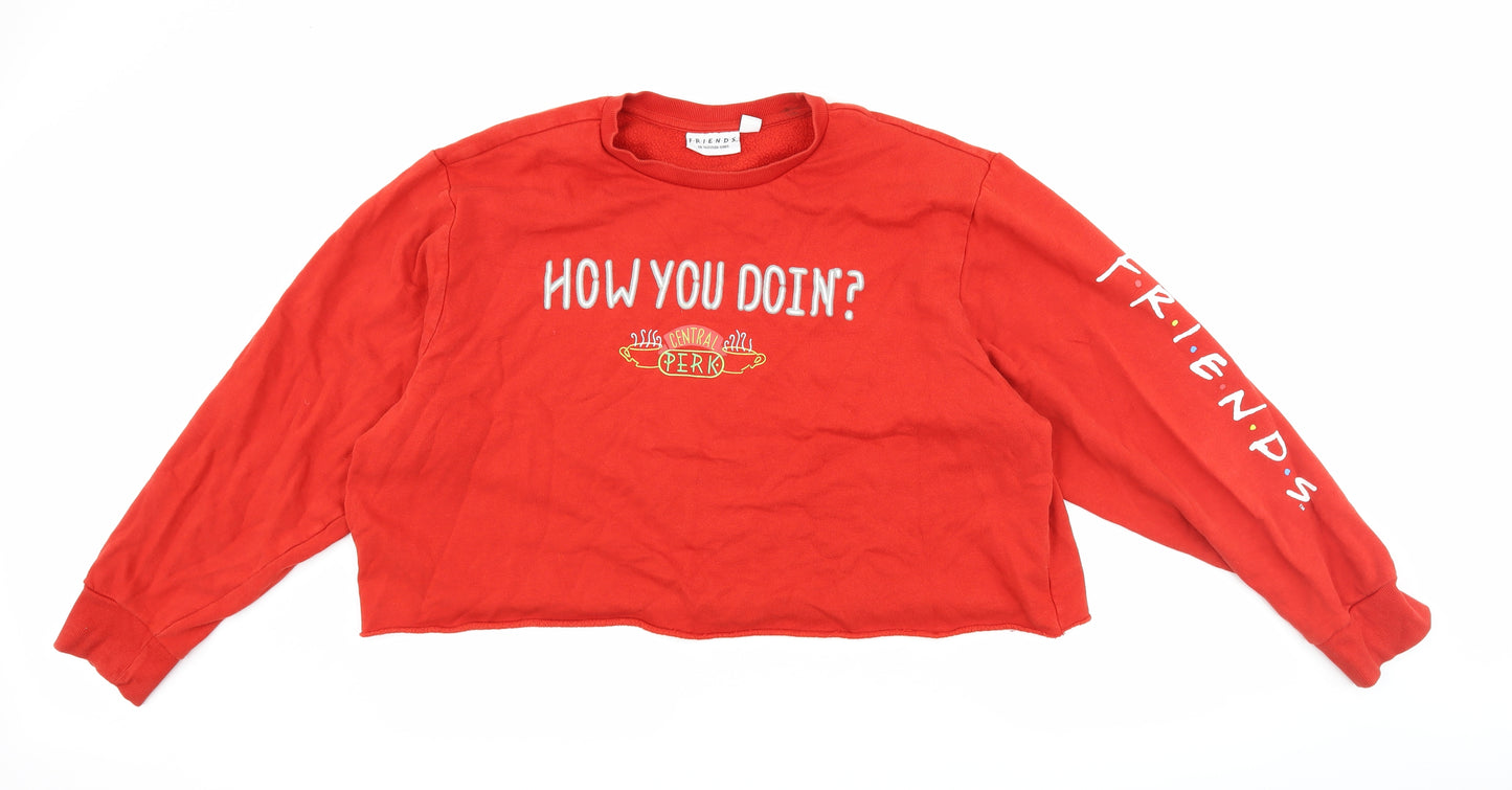 Primark Womens Red   Pullover Sweatshirt Size XL  - Friends Cropped