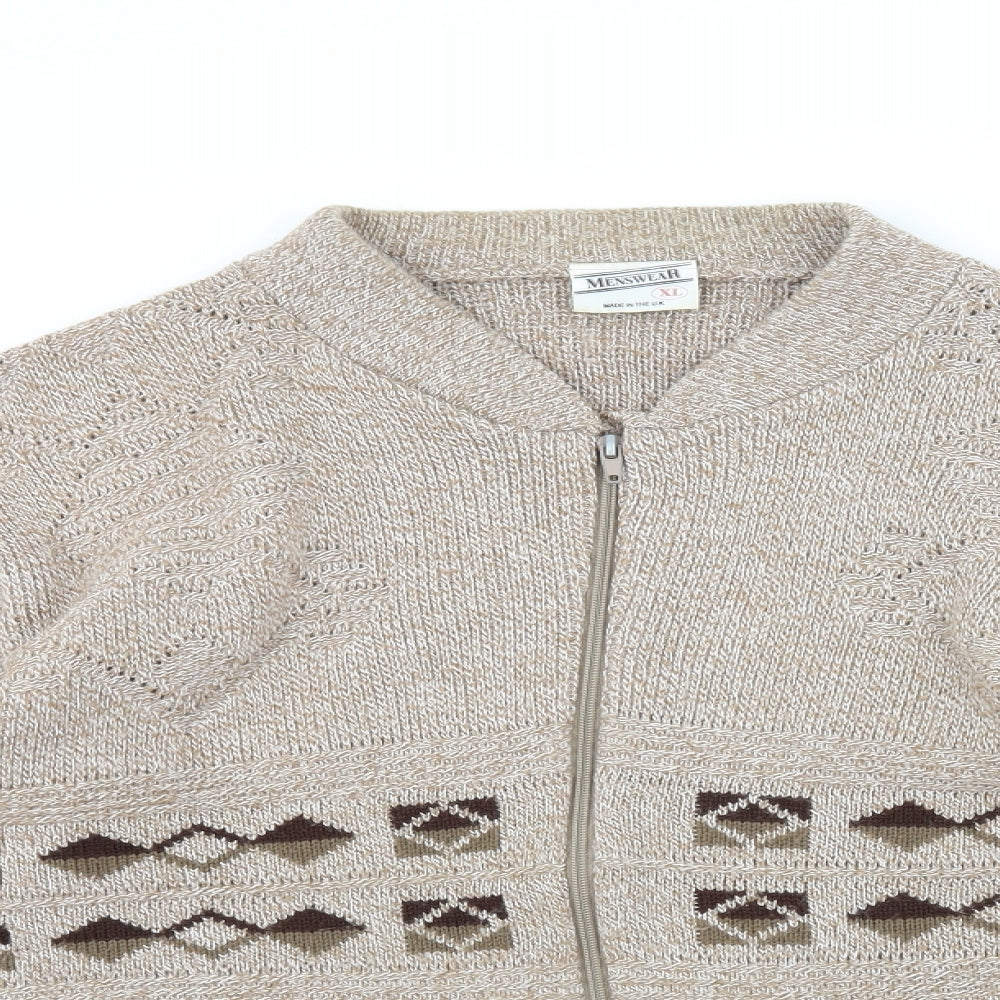 Menswear Mens Brown Argyle/Diamond Knit Jacket  Size XL