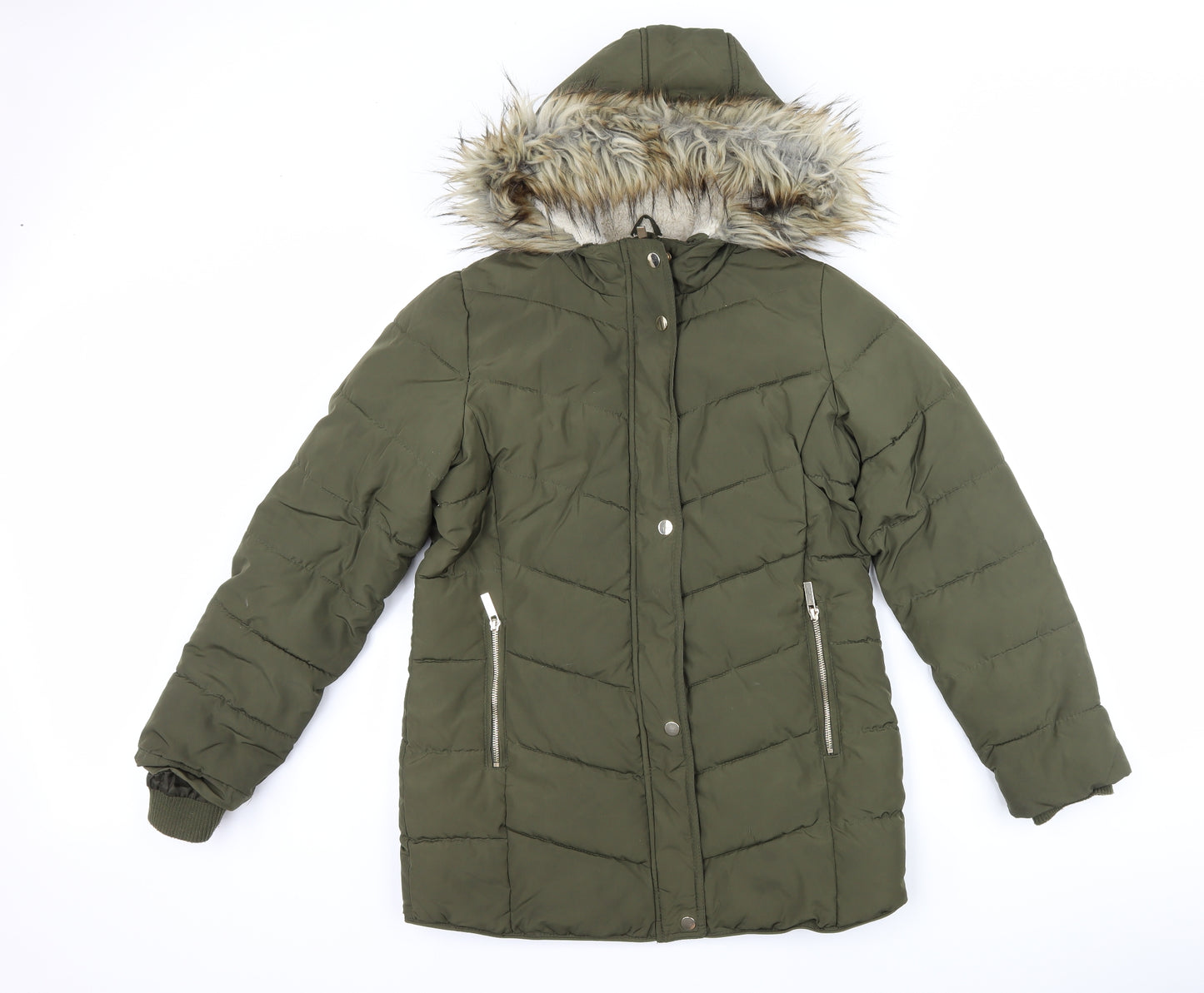 Primark Girls Green   Parka Coat Size 13-14 Years
