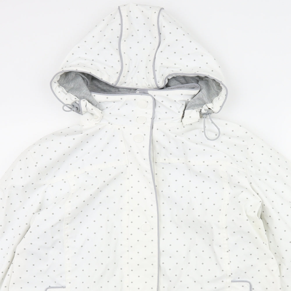 Anna rose Womens White Polka Dot  Rain Coat Coat Size 16