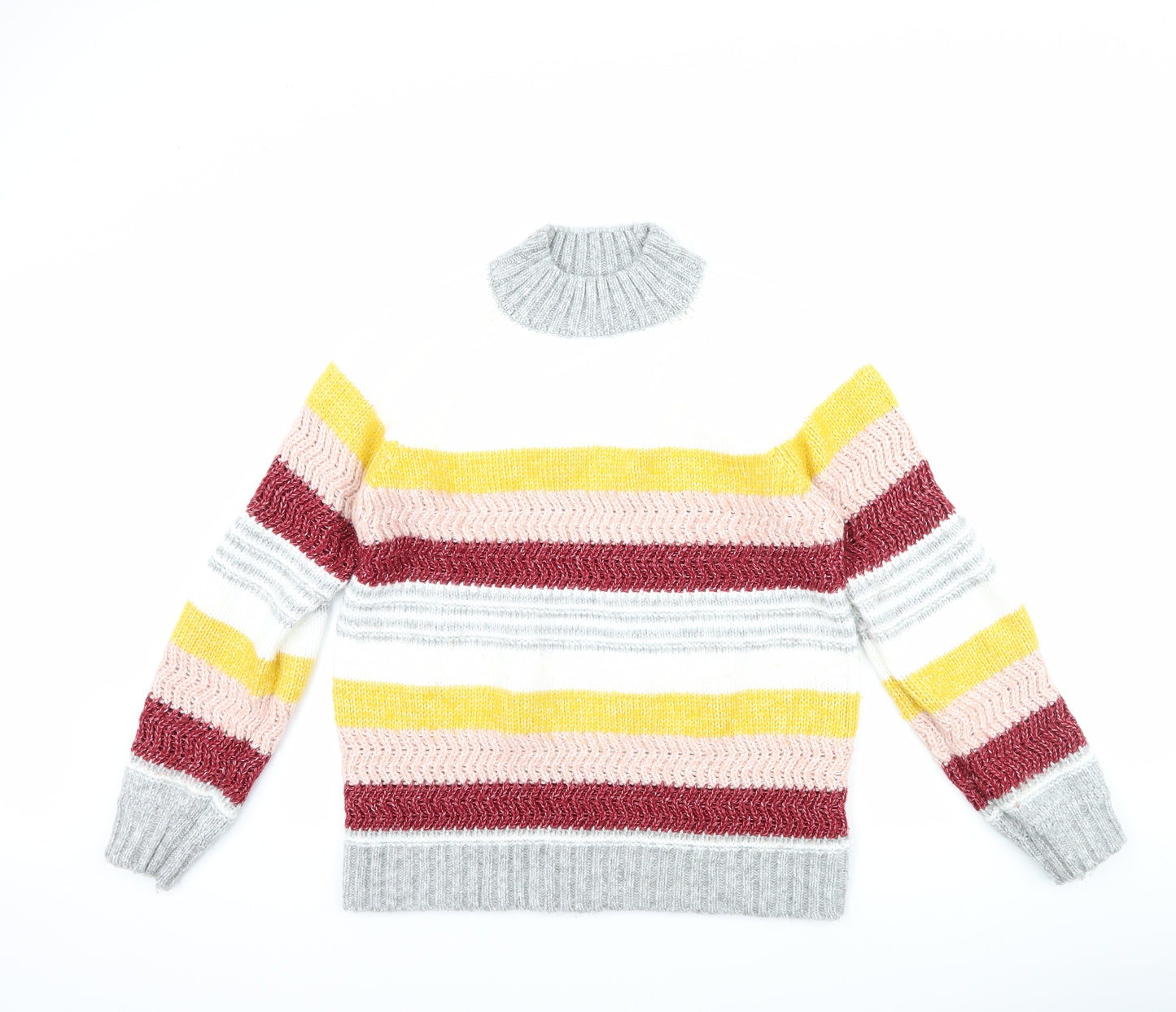 Matalan Womens White Striped  Pullover Jumper Size L