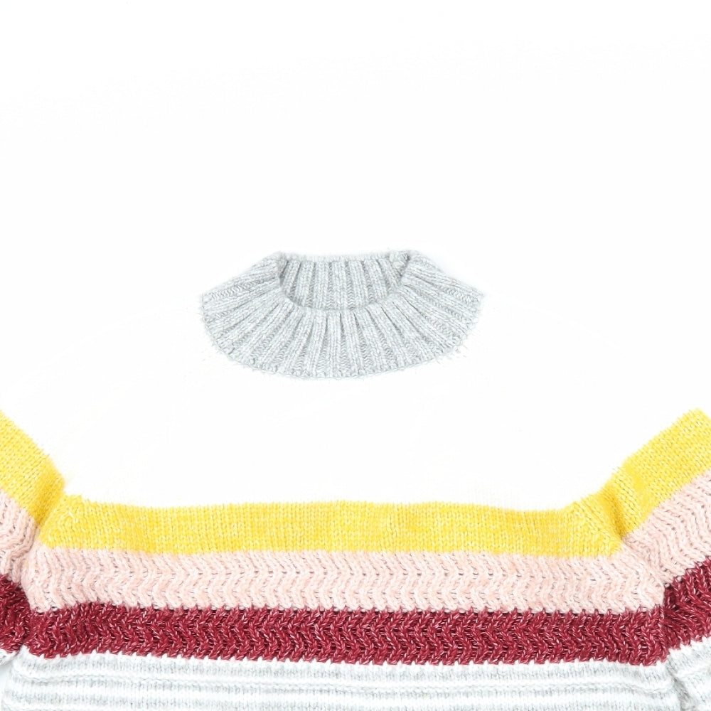 Matalan Womens White Striped  Pullover Jumper Size L