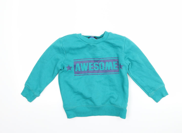 George Boys Blue   Pullover Sweatshirt Size 3-4 Years  - slogan
