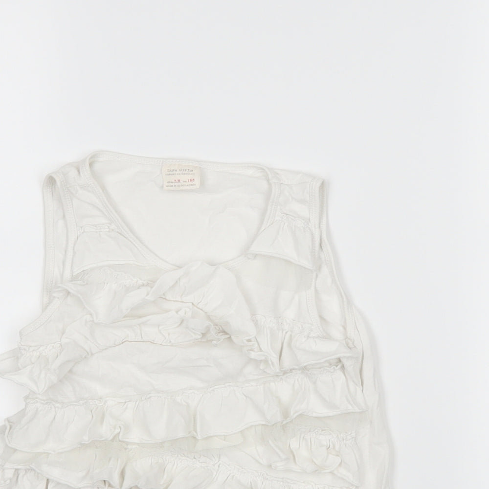 Zara Girls White   Basic Tank Size 7-8 Years