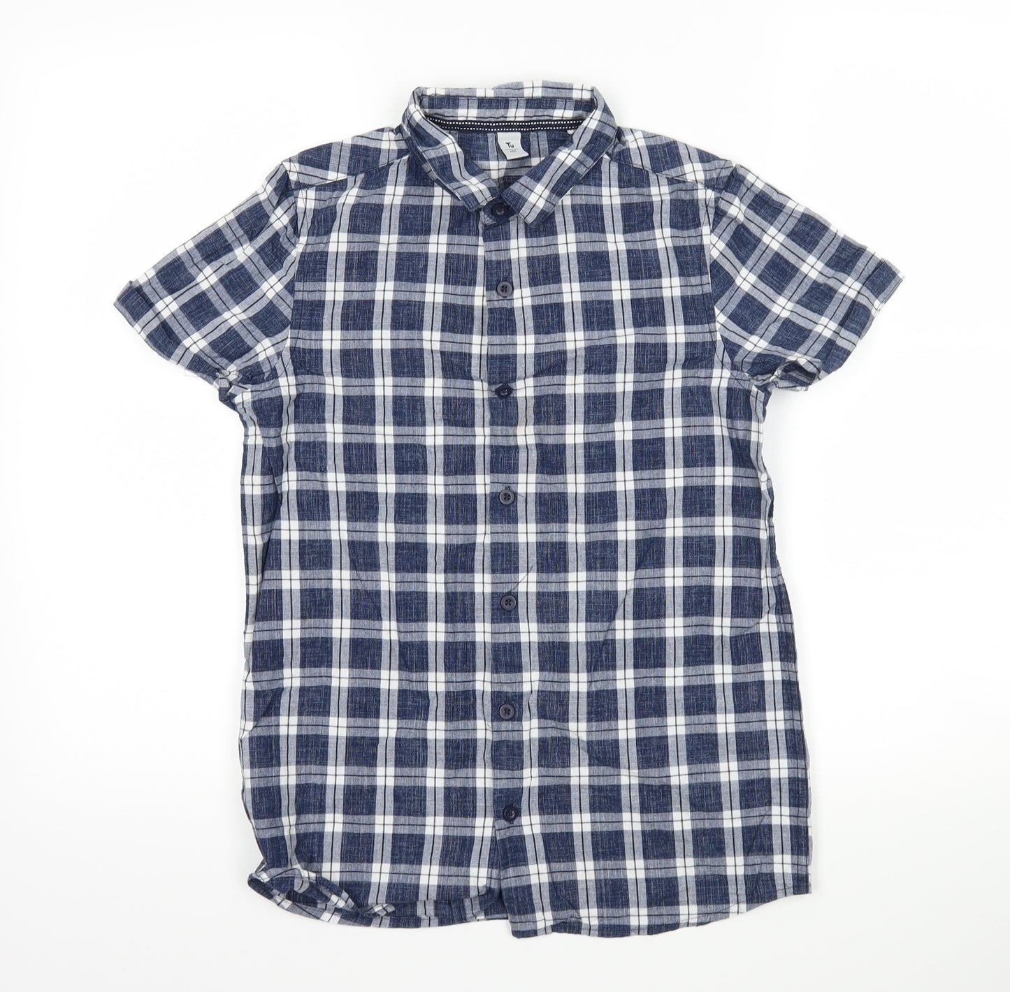 TU Boys Blue Check  Basic Button-Up Size 12 Years