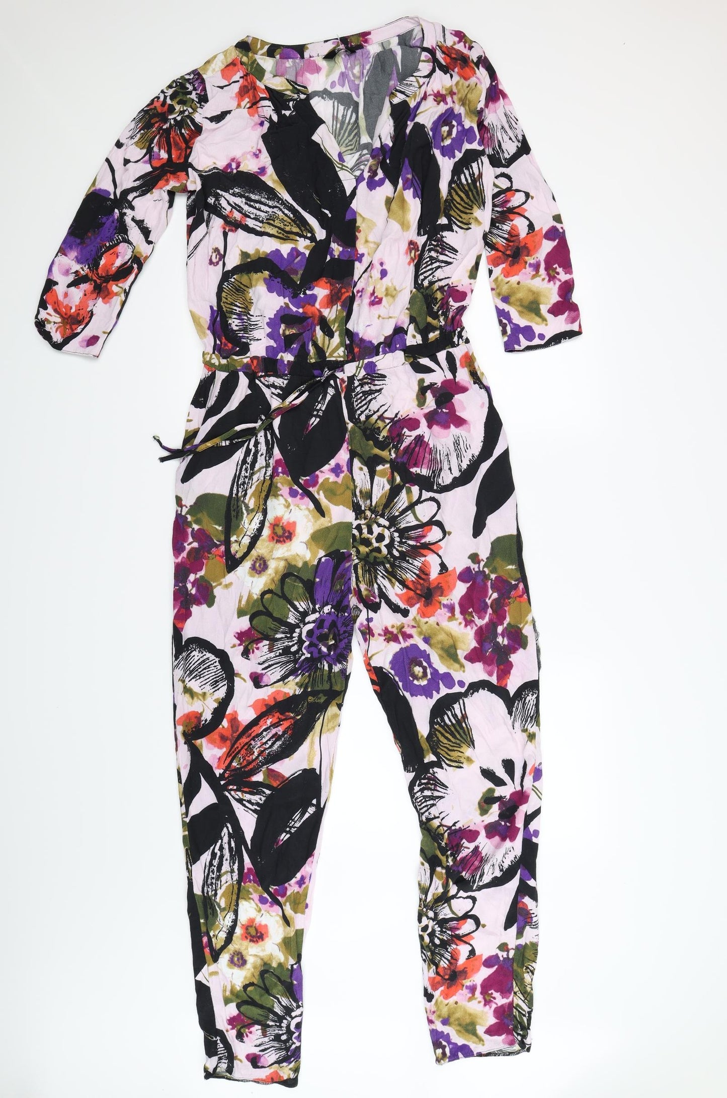 F&F Womens Pink Floral  Jumpsuit One-Piece Size 10 L27 in