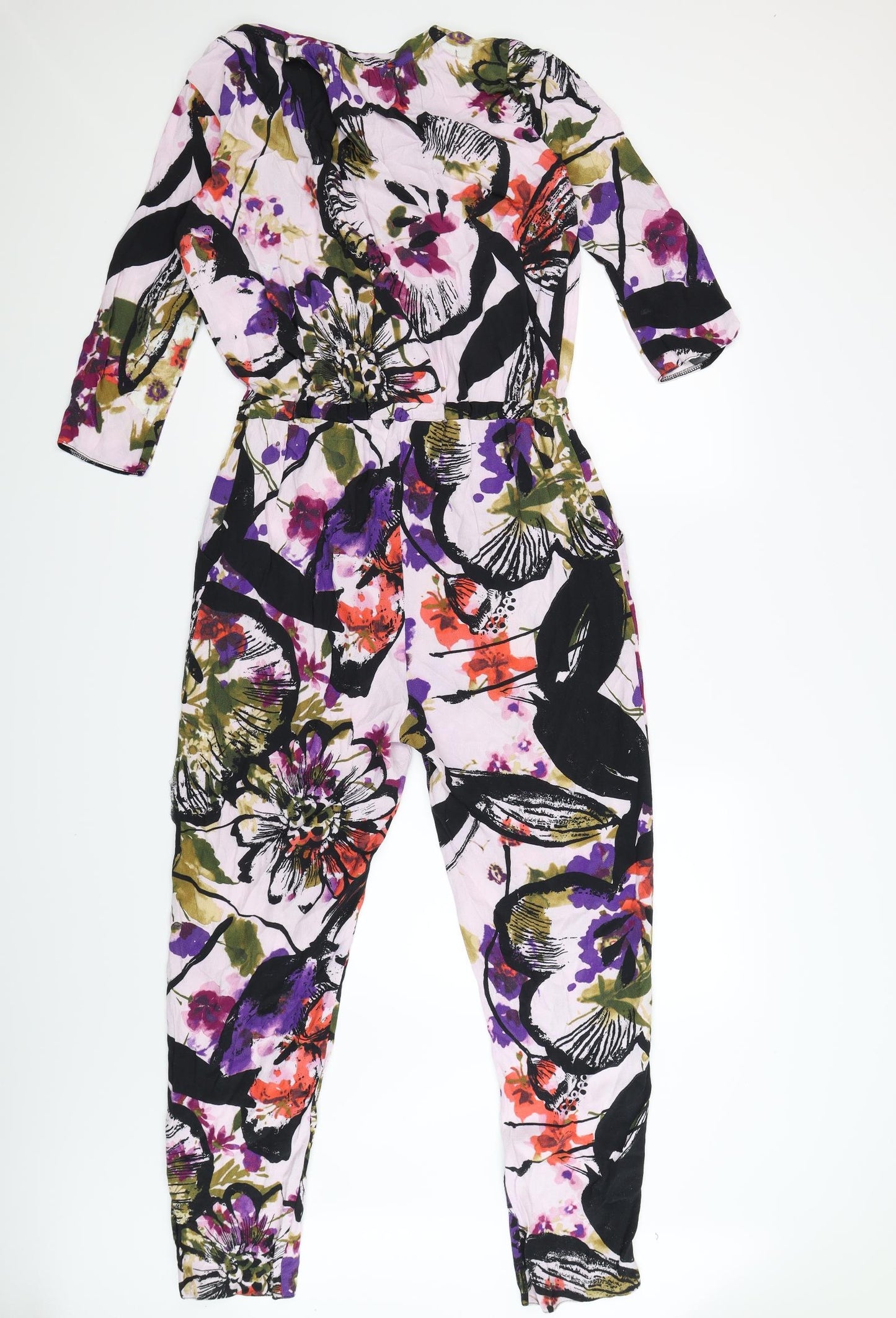 F&F Womens Pink Floral  Jumpsuit One-Piece Size 10 L27 in