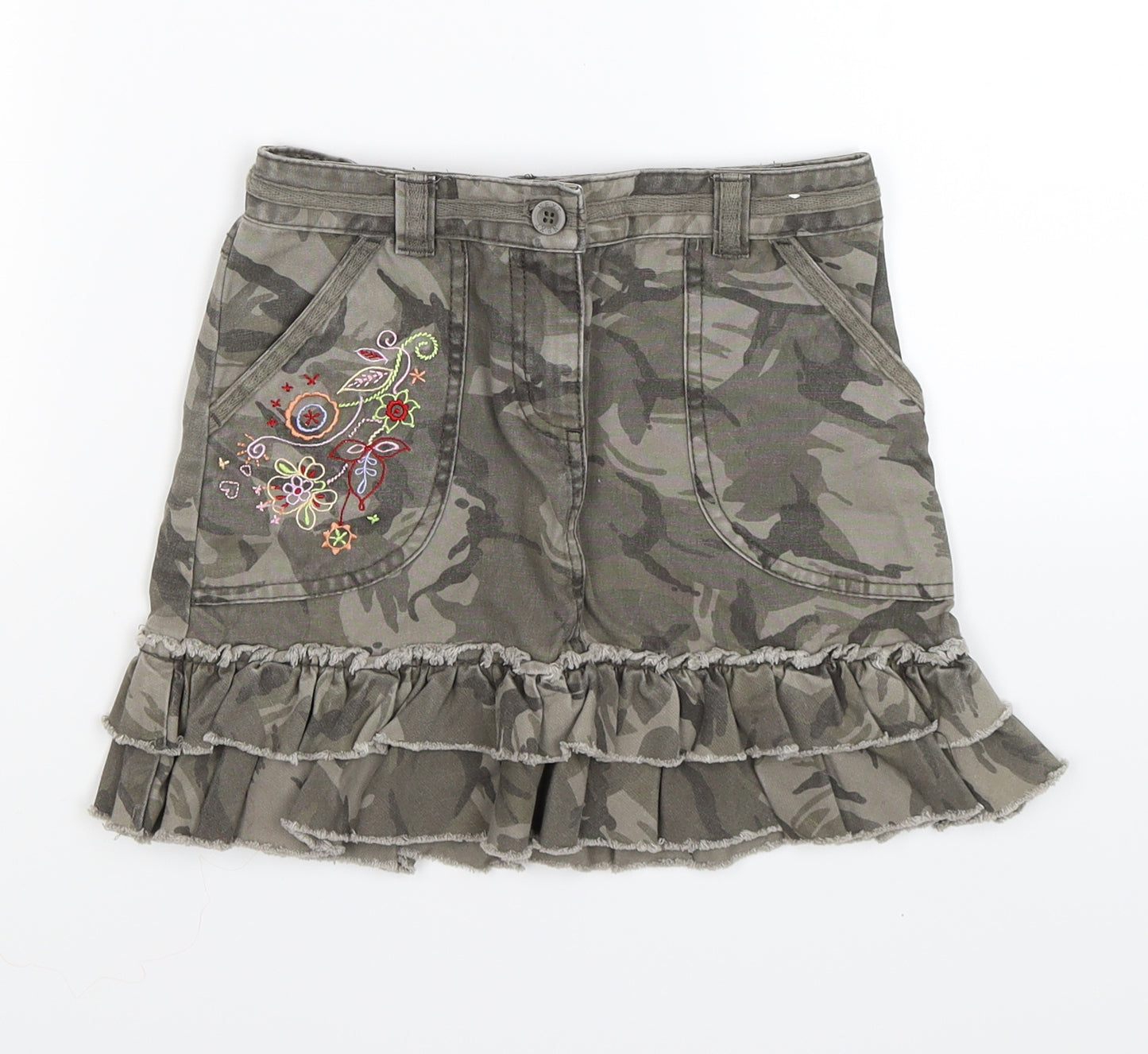 NEXT Girls Green Camouflage  Flare Skirt Size 9 Years