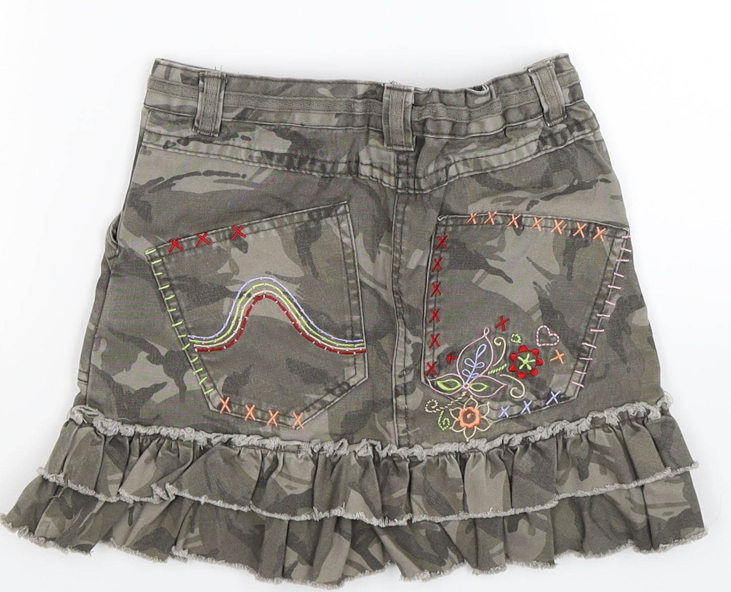 NEXT Girls Green Camouflage  Flare Skirt Size 9 Years