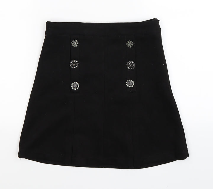 a collection Womens Black Velour Pleated Skirt Size S