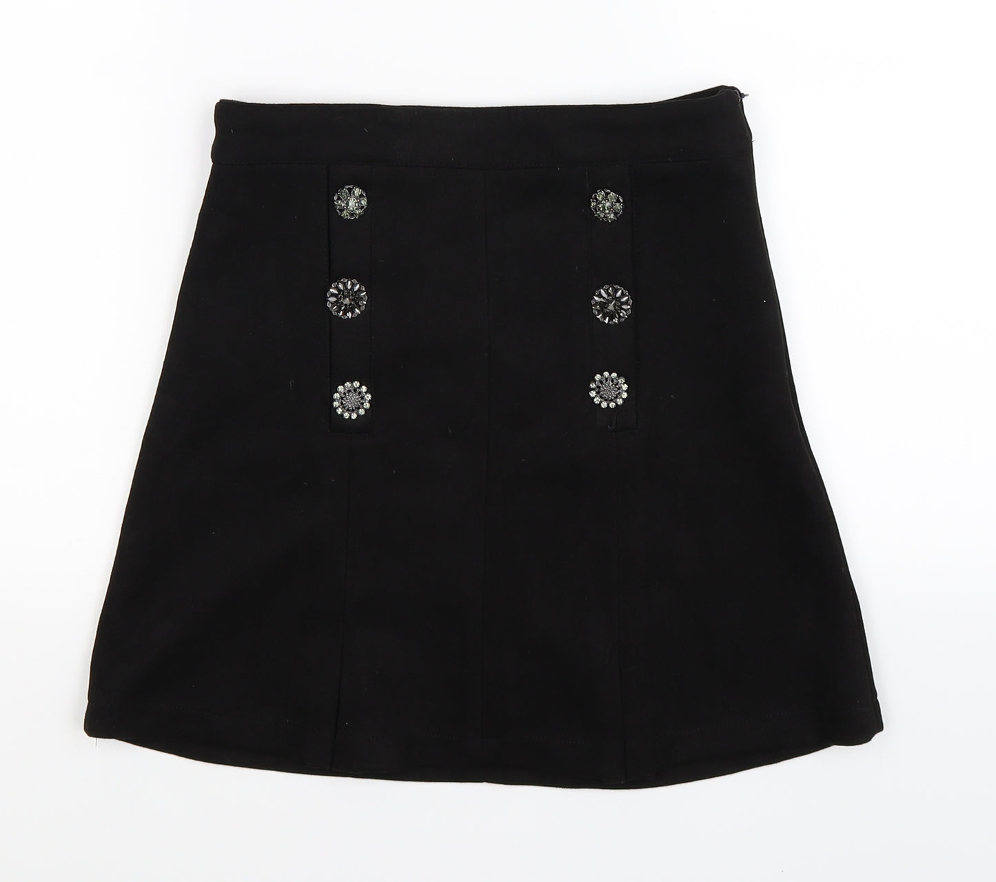 a collection Womens Black  Velour Pleated Skirt Size S