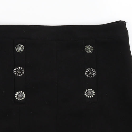 a collection Womens Black  Velour Pleated Skirt Size S