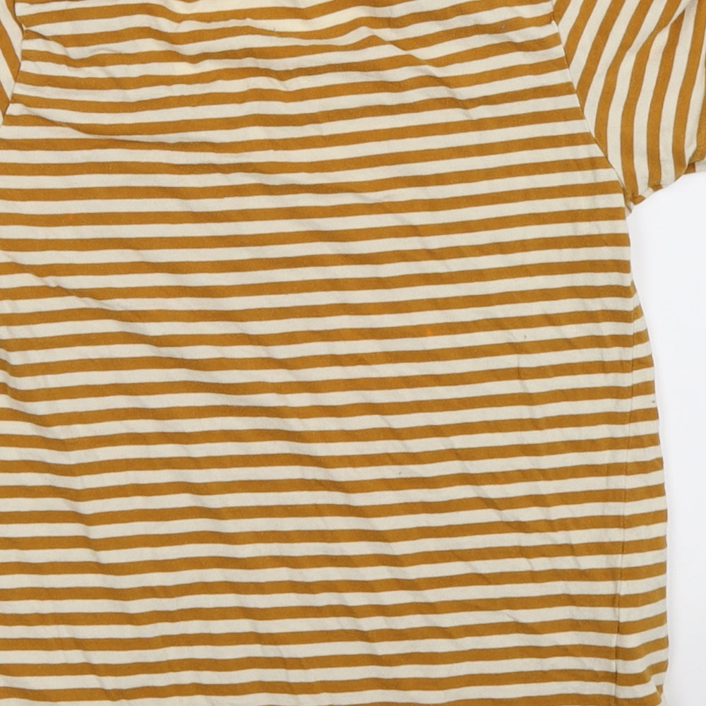 Mango Womens Brown Striped  Basic T-Shirt Size XS  - organic cotton