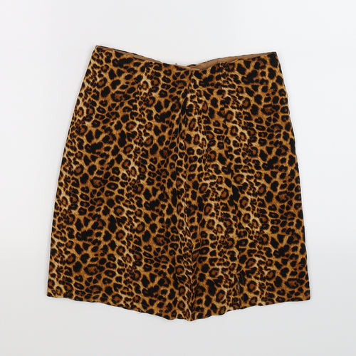 daisy strees Womens Brown Animal Print  Pleated Skirt Size 6