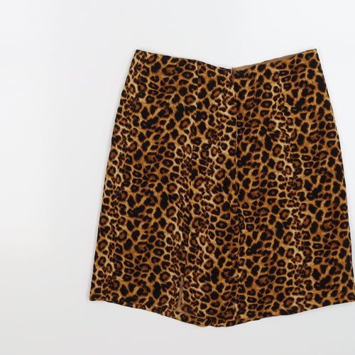 daisy strees Womens Brown Animal Print  Pleated Skirt Size 6