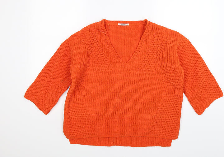 TU Womens Orange  Knit Pullover Jumper Size 10