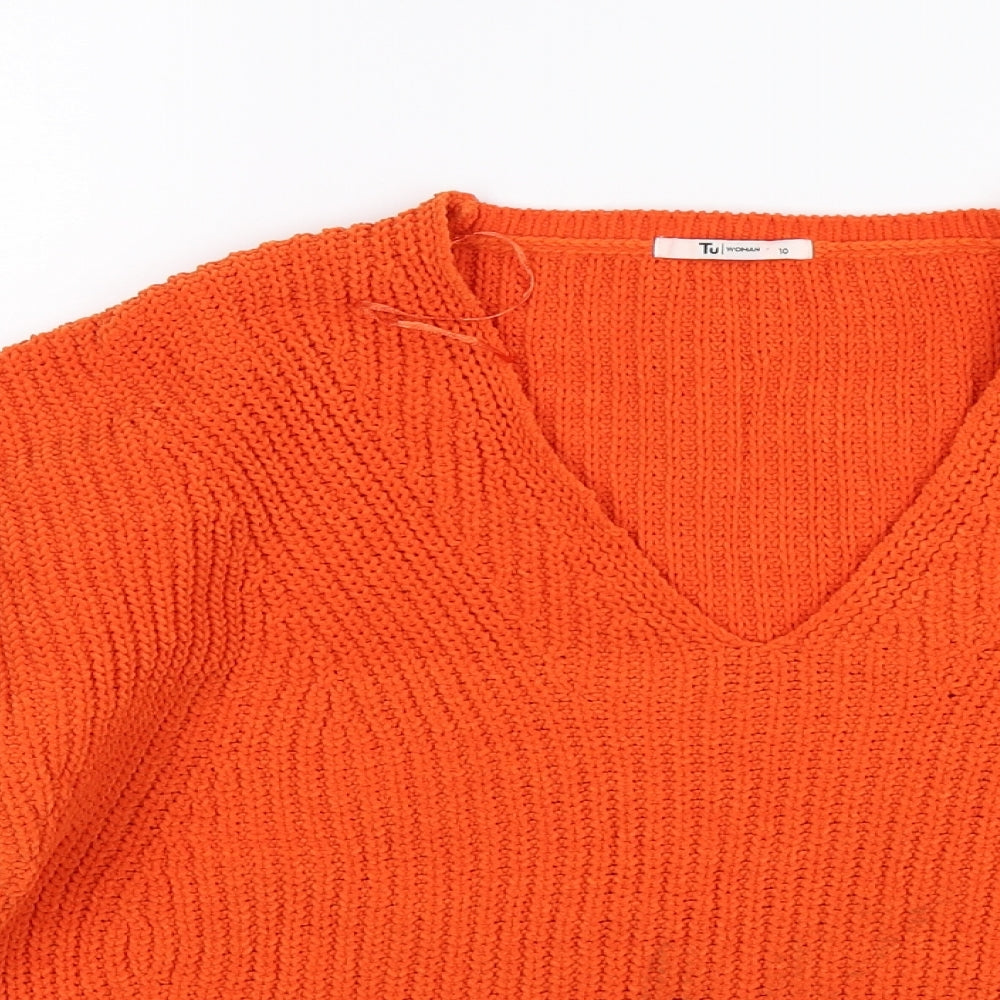 TU Womens Orange  Knit Pullover Jumper Size 10
