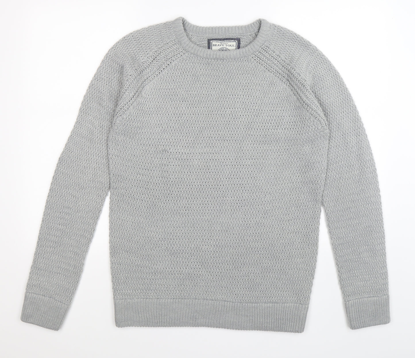 Brave Soul Mens Grey  Knit Pullover Jumper Size M