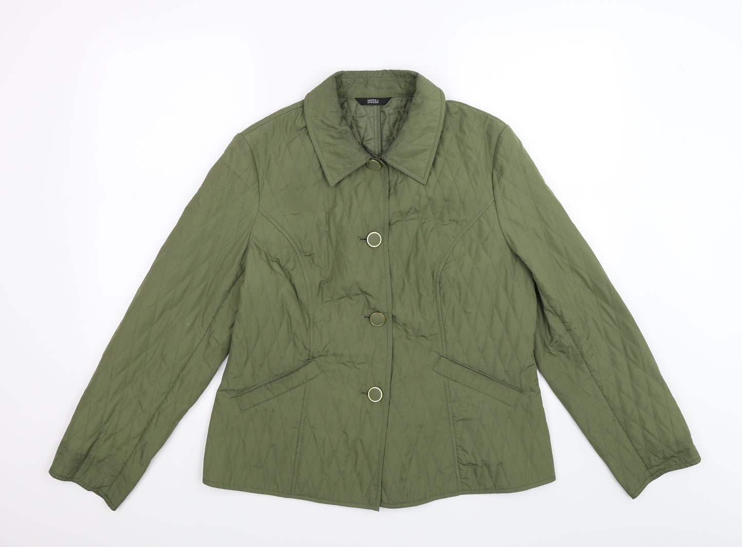 Marks and Spencer Womens Green   Quilted Jacket Size 14