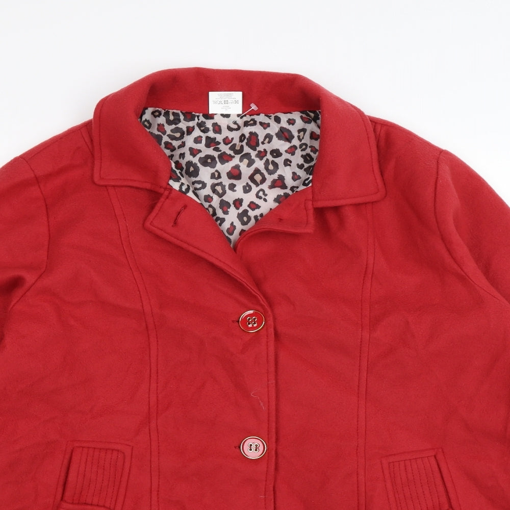 Anne De Lancay Womens Red  Fleece Trench Coat Coat Size L