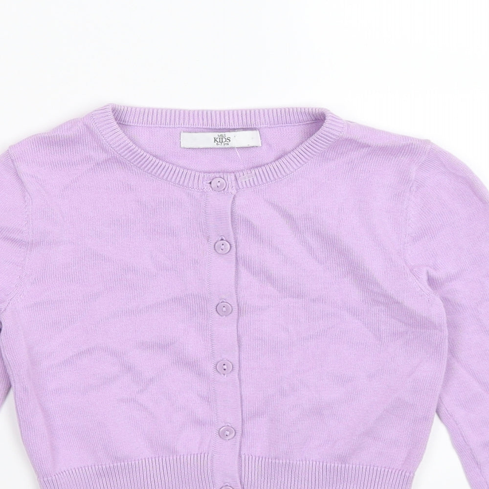 Marks and Spencer Girls Purple  Knit Cardigan Jumper Size 6-7 Years