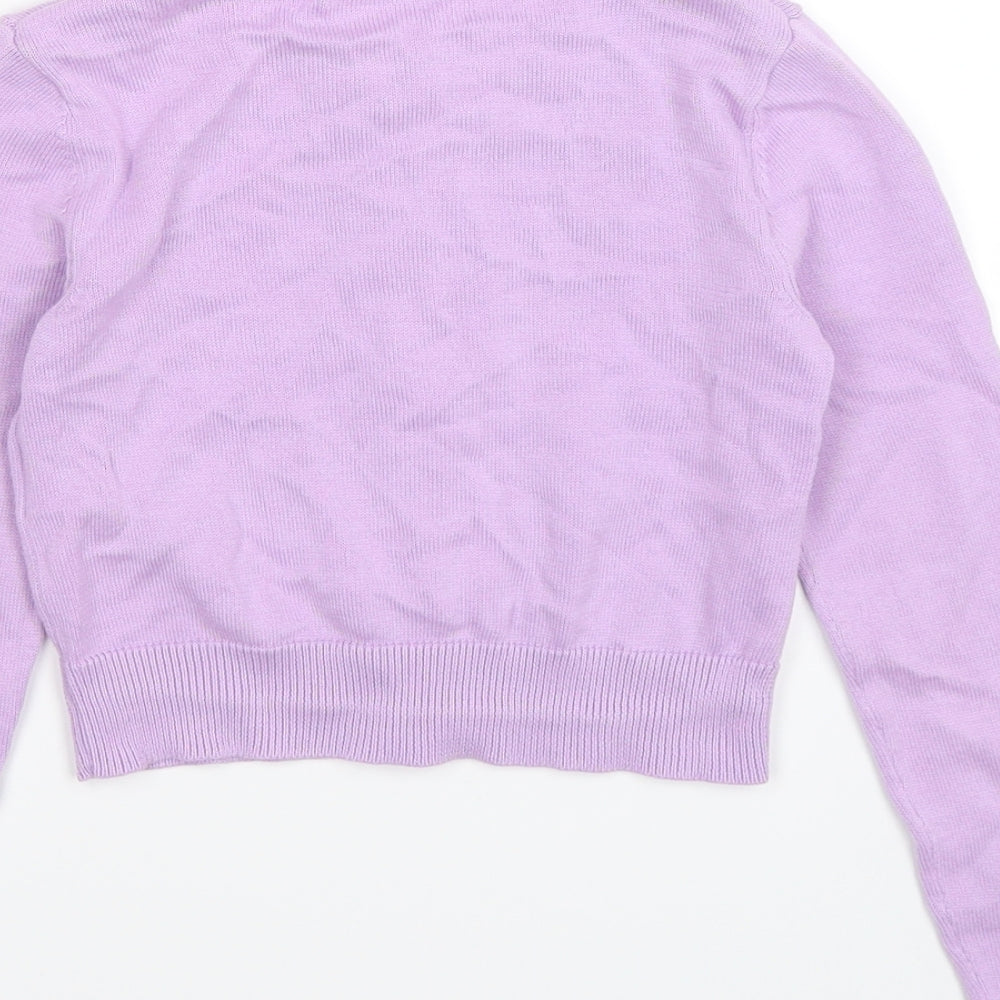 Marks and Spencer Girls Purple  Knit Cardigan Jumper Size 6-7 Years