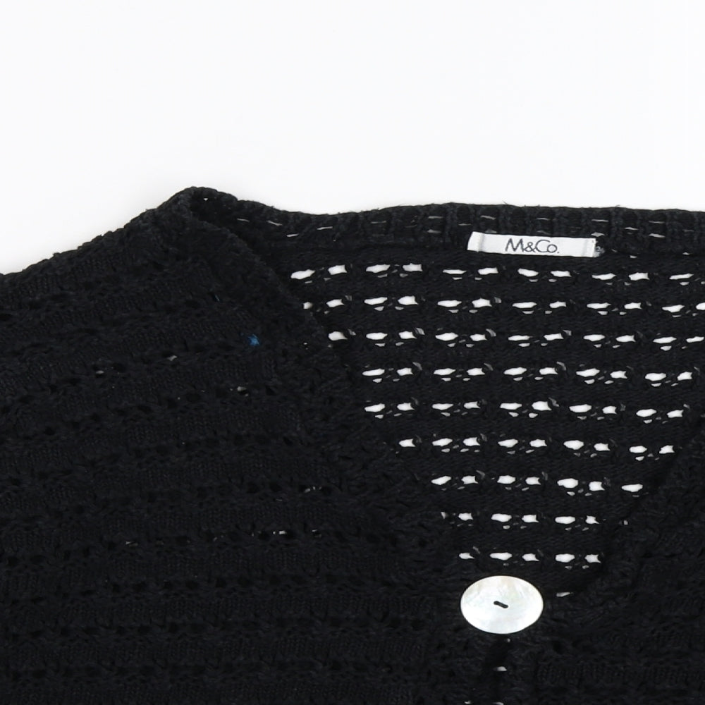 M&Co Womens Black  Crochet Cardigan Jumper Size 2XL