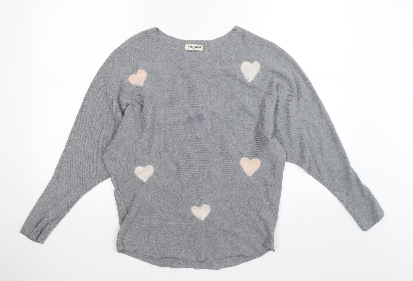DOLCE PICCANTE Womens Grey  Knit Pullover Jumper One Size  - HEARTS