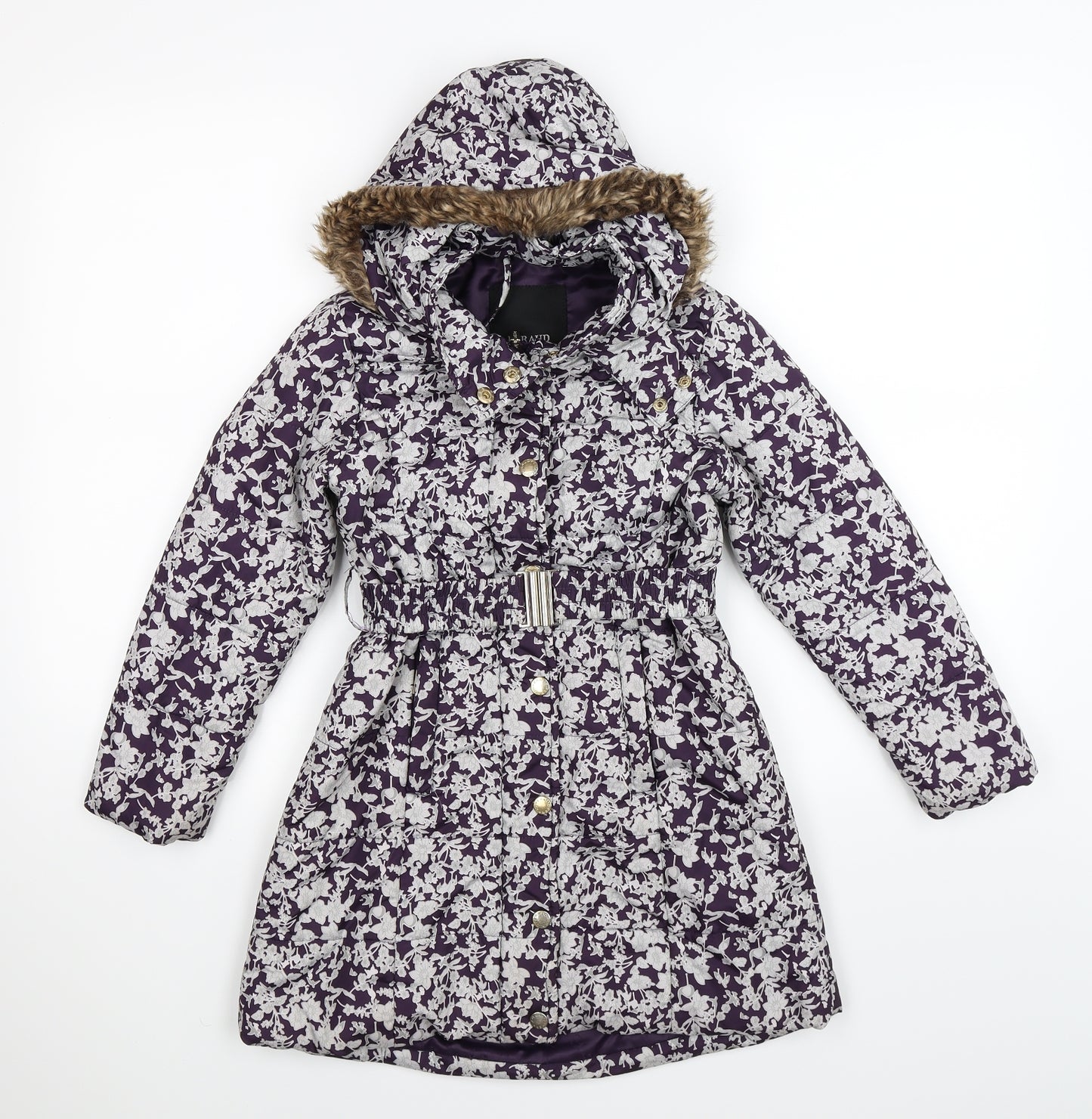 FERAUD Girls Purple Flecked  Parka Coat Size 6-7 Years