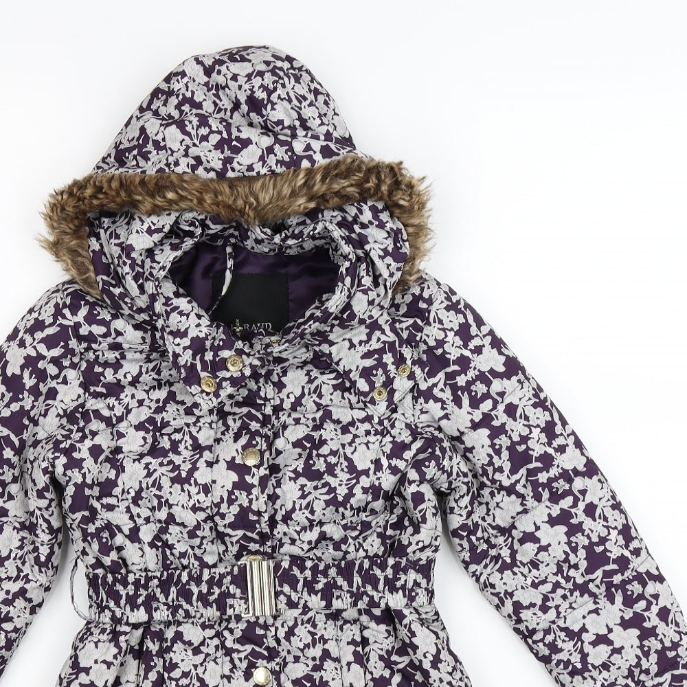 FERAUD Girls Purple Flecked  Parka Coat Size 6-7 Years