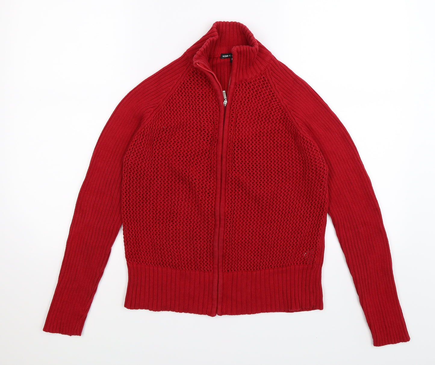 Debbie Morgan Womens Red  Knit Full Zip Jumper Size M