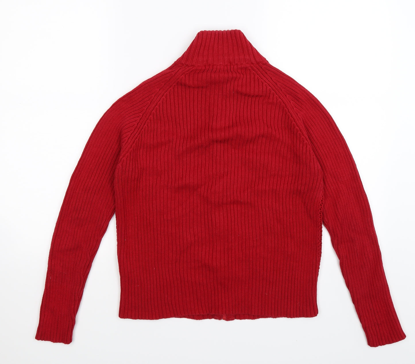 Debbie Morgan Womens Red  Knit Full Zip Jumper Size M