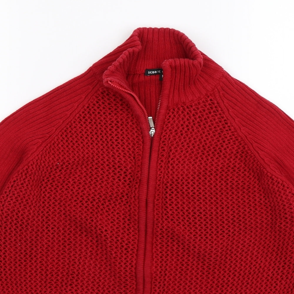 Debbie Morgan Womens Red  Knit Full Zip Jumper Size M