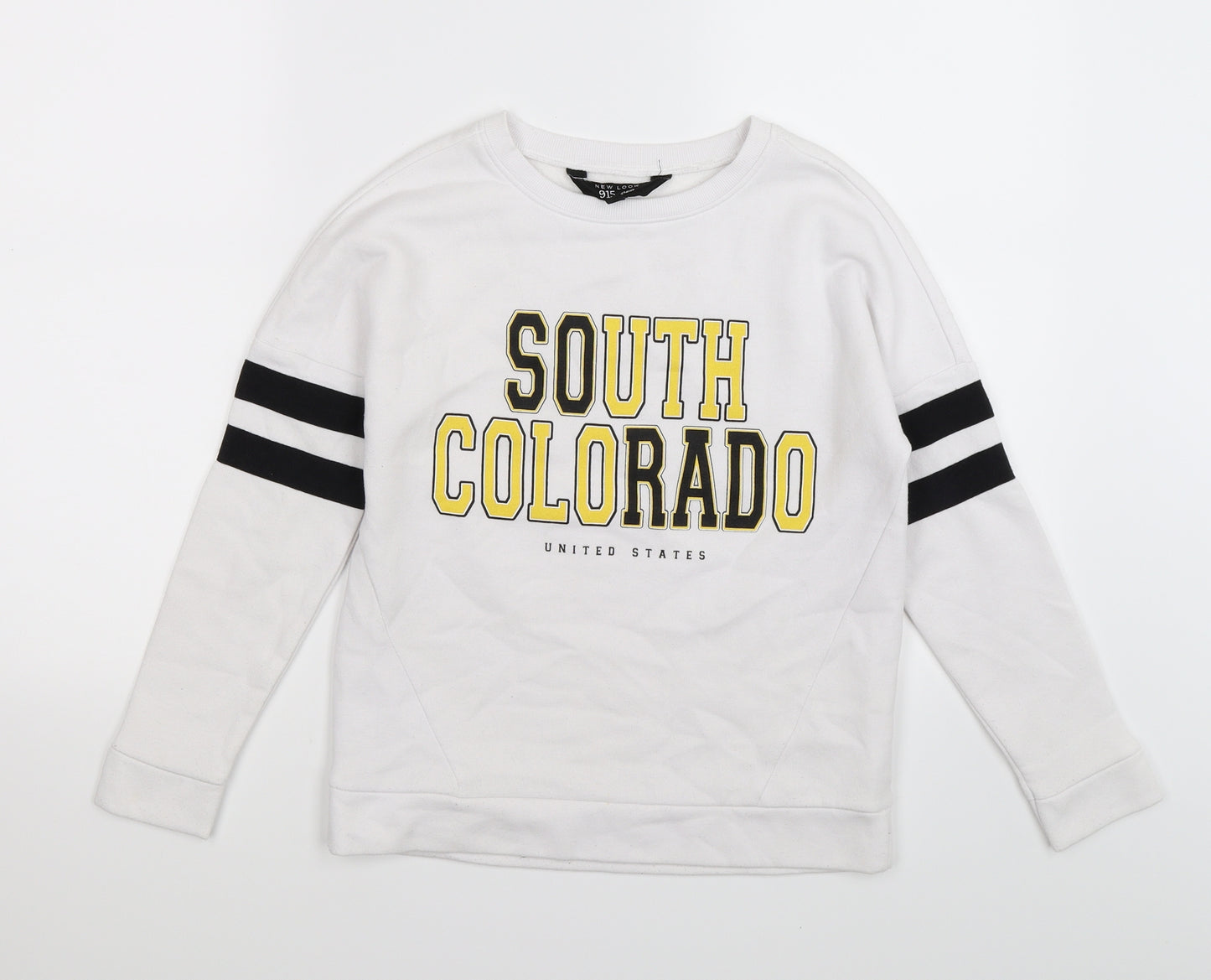 New Look Girls White Striped Jersey Pullover Sweatshirt Size 10-11 Years  - SOUTH COLORADO