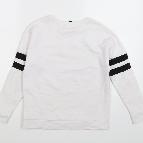 New Look Girls White Striped Jersey Pullover Sweatshirt Size 10-11 Years  - SOUTH COLORADO