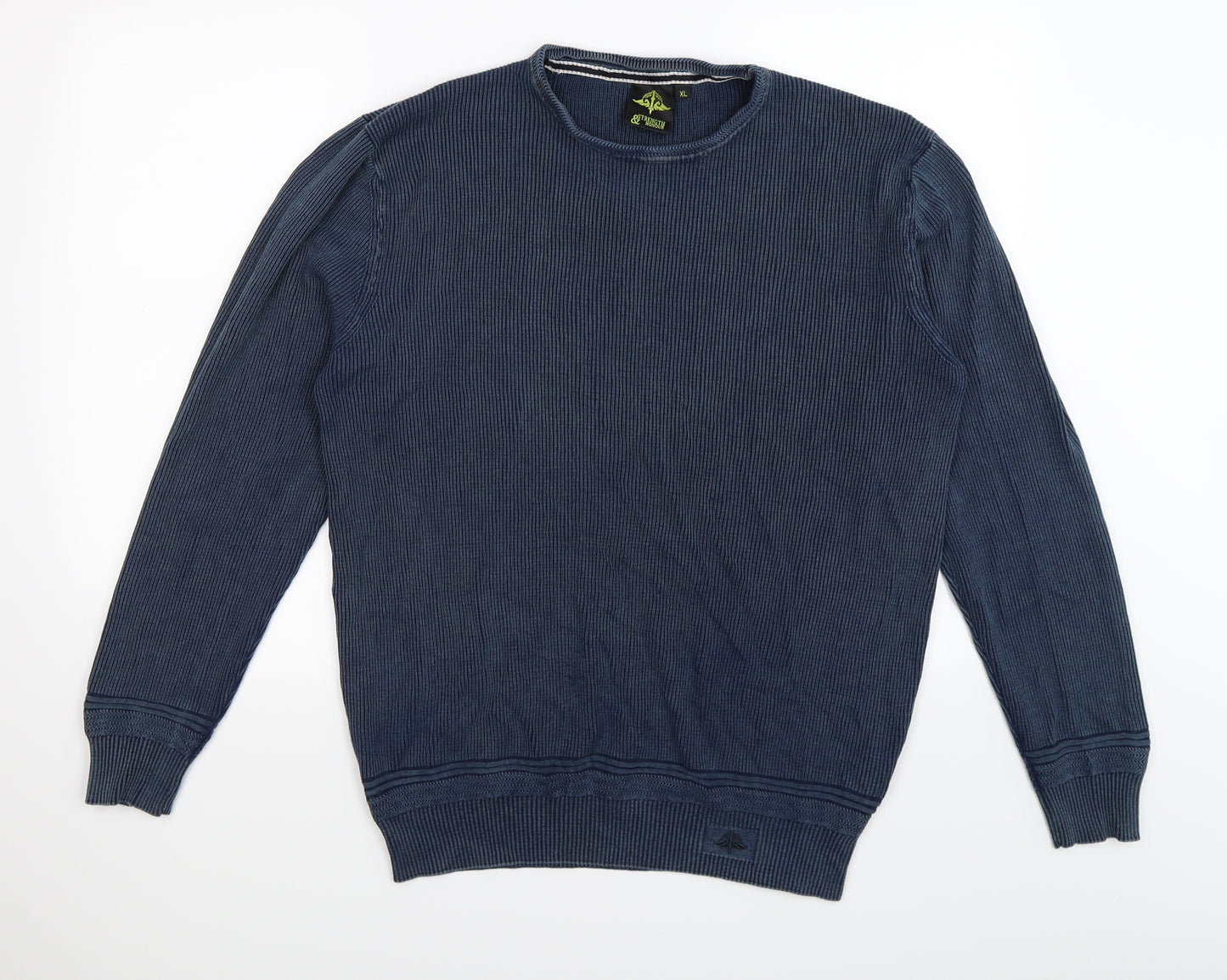 Strength & Honour Mens Blue Striped Knit Pullover Jumper Size XL
