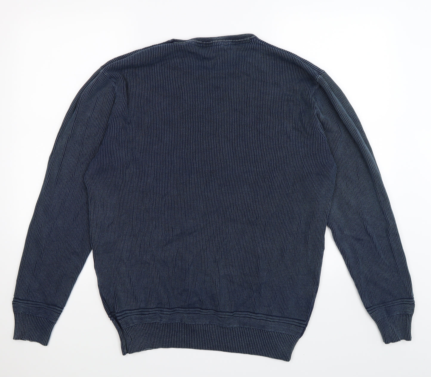 Strength & Honour Mens Blue Striped Knit Pullover Jumper Size XL